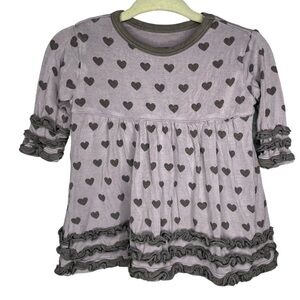 Kickee pants bamboo dress purple gray hearts ruffles 6-12 months